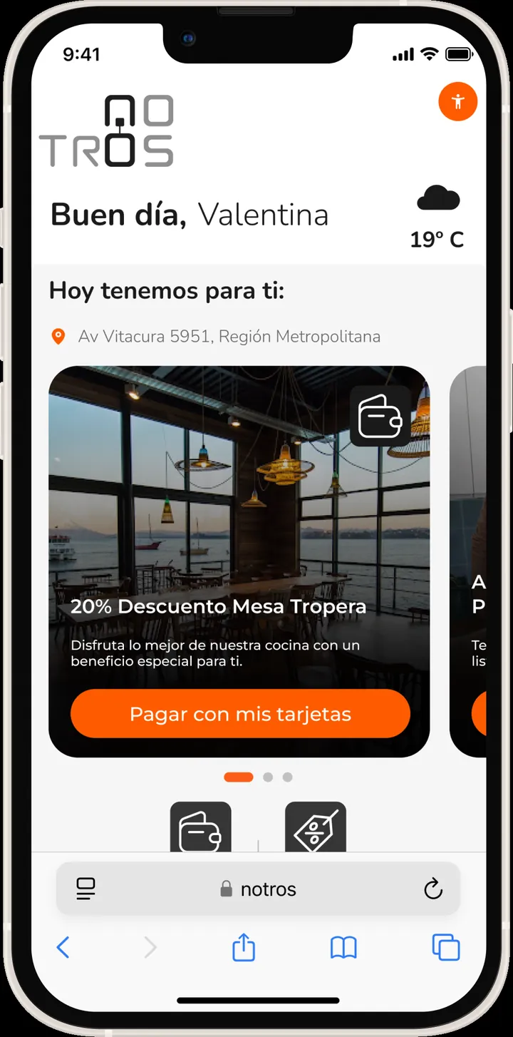 Pantalla NOTROS modo día — contenido contextual destacado